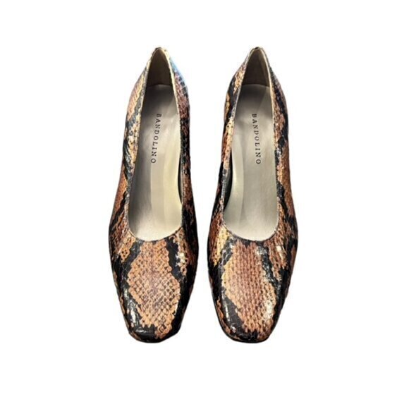 Bandolino Pumps Womens 8.5 Chunky Block Heel Square‎ Toe SNAKESKIN NIB Leather - Picture 9 of 10